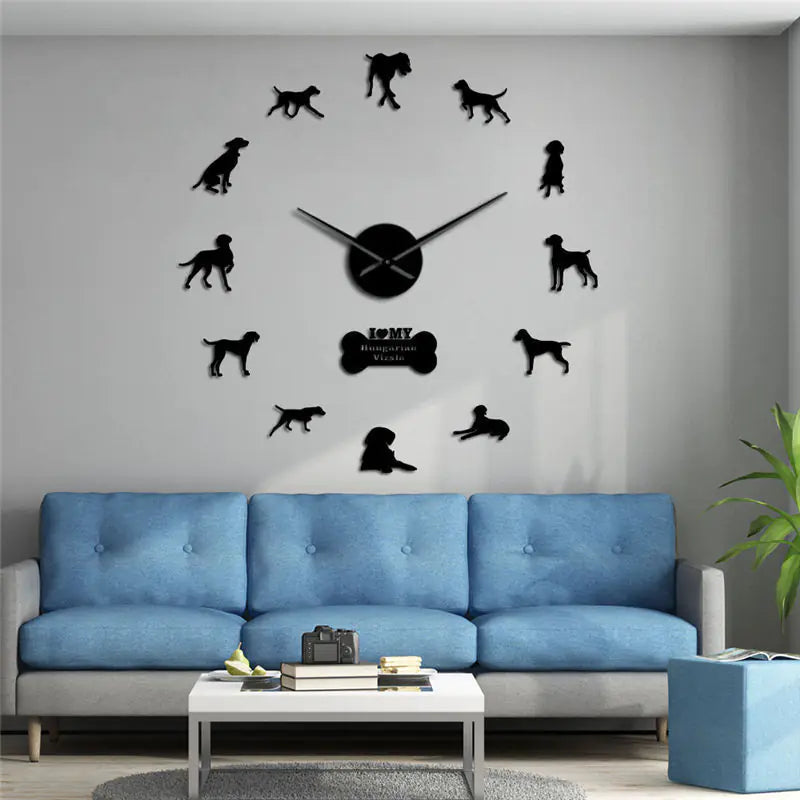 DIY Large 3D French Bulldog Wall Clock Acrylic Decor