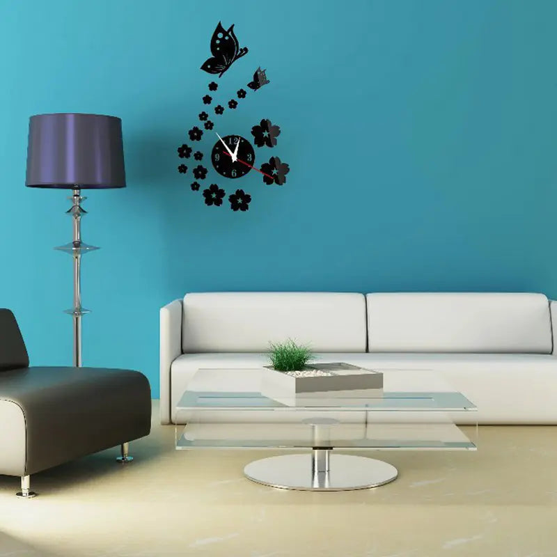 Creative Acrylic Butterfly Wall Clock with Mirror Finish