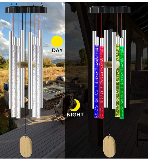 Solar Powered LED Wind Chimes for Garden Decor (One Set)