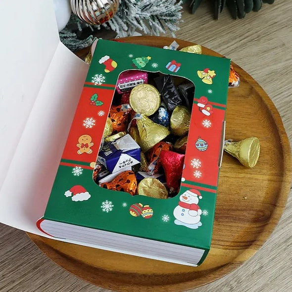 10 Pcs Christmas Candy Boxes Merry Christmas Santa Claus Xmas Tree Storybook Box Cookie Goodie Paper Treat Box For Christmas Gift Wrapping Holiday Party Supplies