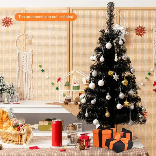 1 Pc Green Space-saving Design 36 Inch Unlit Artificial Christmas Mini Tree With Plastic Stand