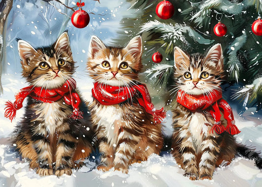 1000 Piece Puzzle for Adults Christmas Kittens Christmas Puzzle Christmas Puzzles 1000 Pieces Festive Cats with Scarf Christmas Puzzles for Adults Christmas Jigsaw Puzzles Christmas Puzzle 1000