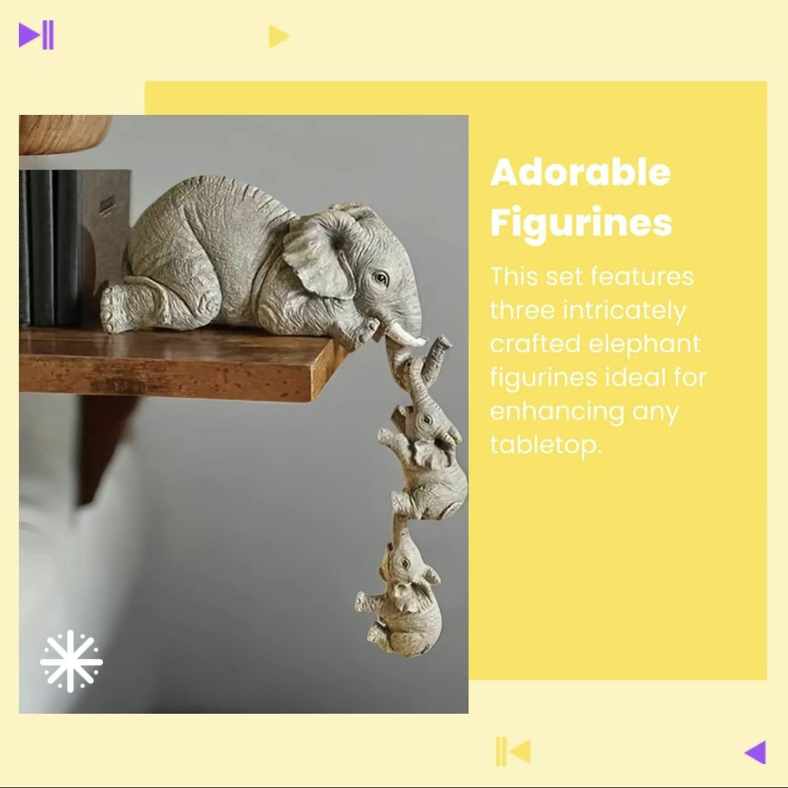 Elephant Family Design Statue, Mother Elephant Hanging Baby Elephants, 3 Pieces Set Desktop Ornament, Animal Themed Home Decor Accent, Desktop Decoration For Living Room Bedroom, Home Decor Accessory