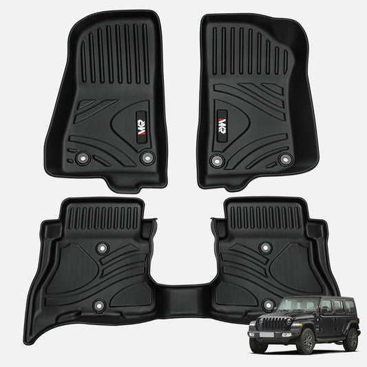 MKR Non-Slip Durable TPE ECO Car Floor Mat Compatible With Jeep Wrangler JL 4xe Not For 2 Door And JL Unlimited Models 2021-2024 3 PCS