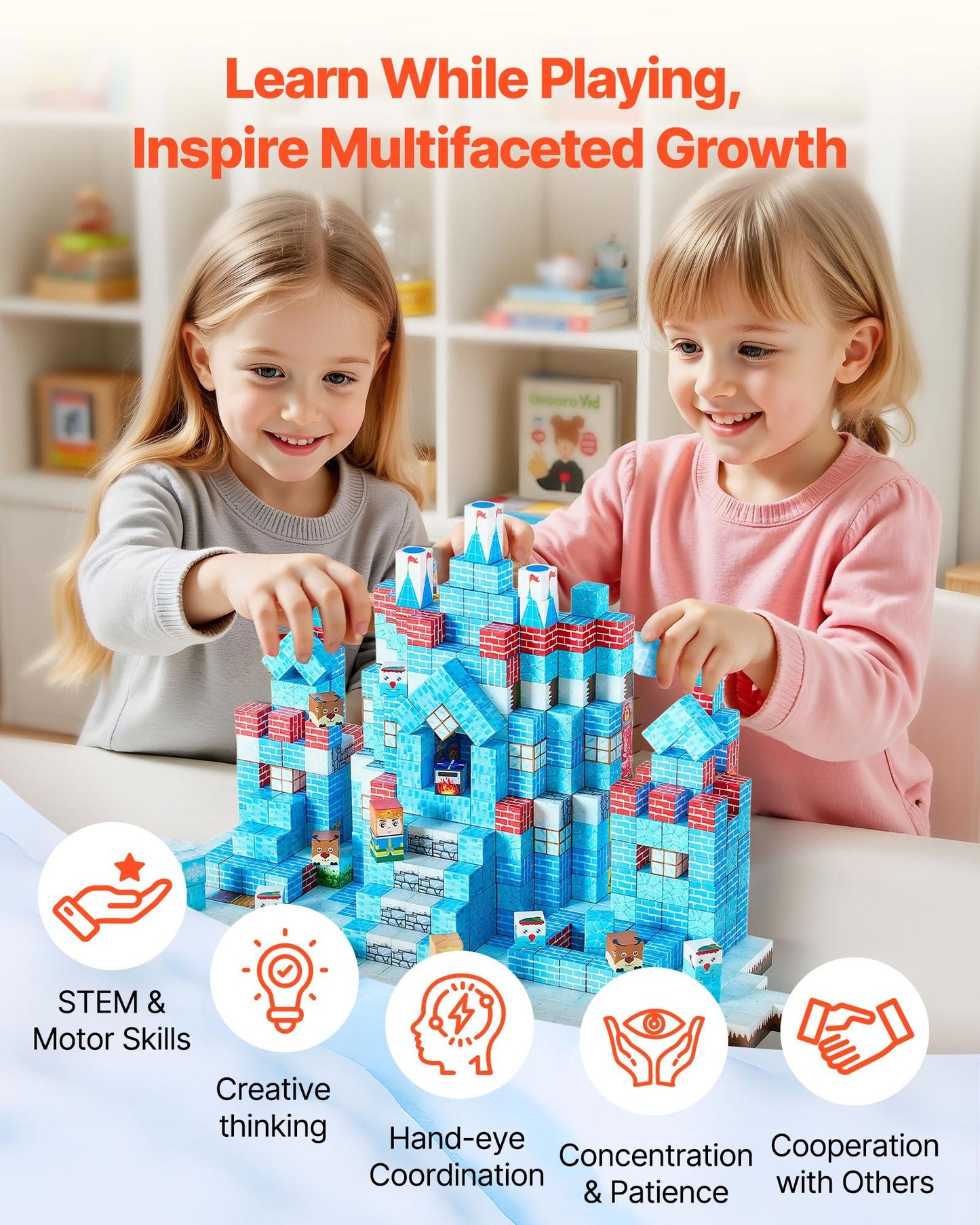 Magnetic Blocks 150 PCS Glacier Castle Set STEM Montessori Sensory Toys