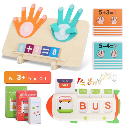 Talking Flash Cards And Finger Counting Math Board Interactive Learning Toys For Kids Aged Over 3  Number Alphabet Words Song Learning