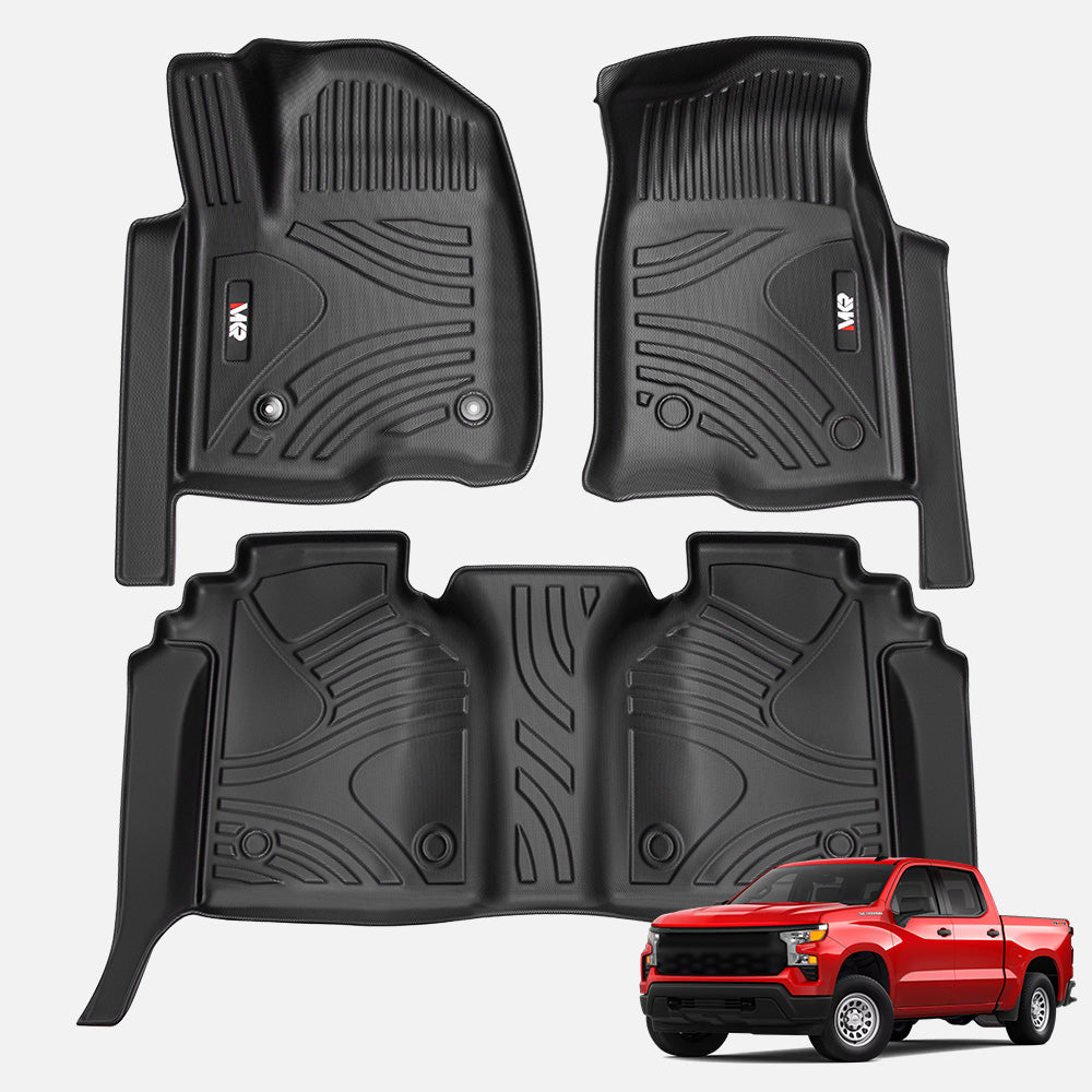 MKR Floor Mats All Weather Floor Mats For Chevrolet SILVERADO 2019-2025 TPE Eco-Friendly Materials