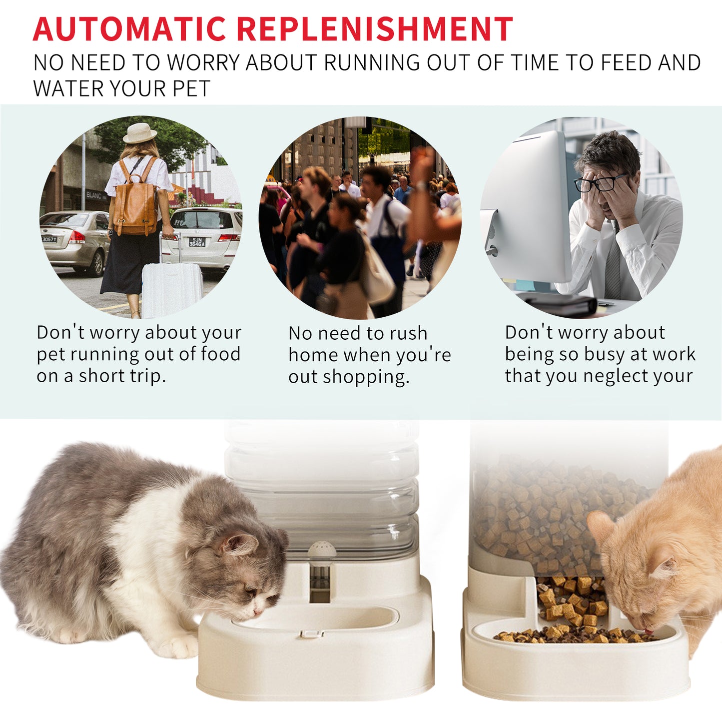 Separable Pet Food And Water Dispenser - Large Capacity Automatic Replenishment, Worry Free For Short-term Outdoor Meals