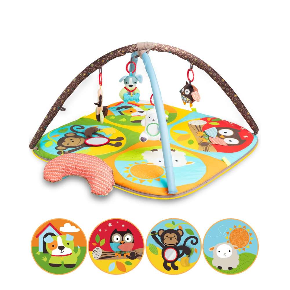 Keeygo Baby Play Mat Zoo Theme Sensory Infant Toys Keep Baby Occupied Toddler Activity Gym Develop Neck Strength Play Gym For Babies 0-6 Months Washable Baby Gyms  Playmats