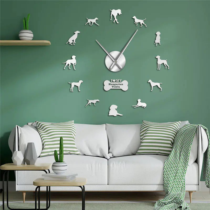 DIY Large 3D French Bulldog Wall Clock Acrylic Decor