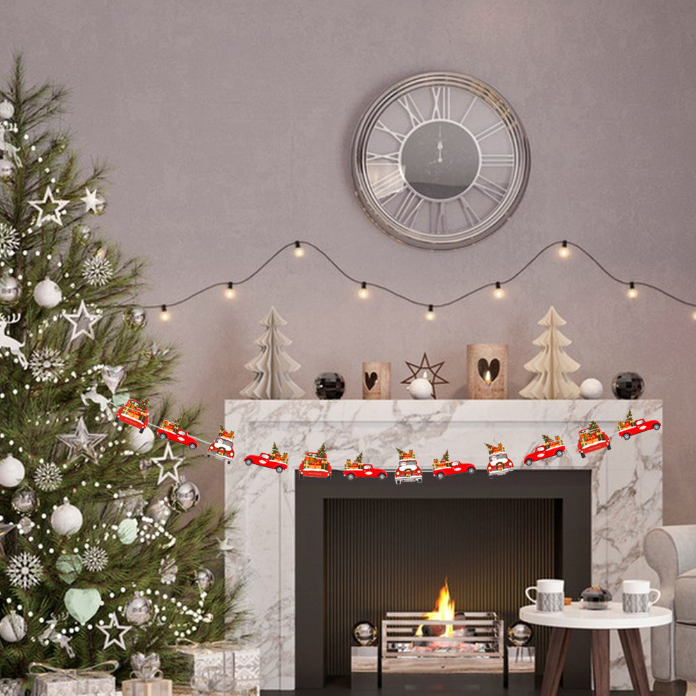 2 Pack Christmas Banner Paper Christmas Sign Garland Gingerbread Man Snowman Christmas Hanging Bunting Garland For Christmas Party Decorations Xmas Holiday Mantle Fireplace Home Decor