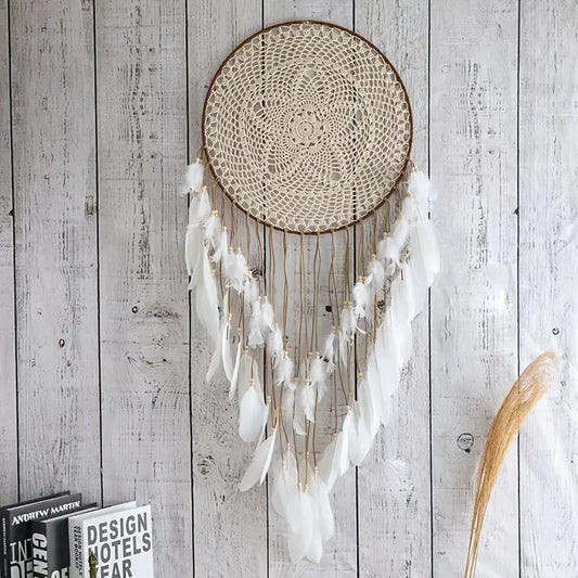 Stunning White Feather Dream Catcher for Home Decor