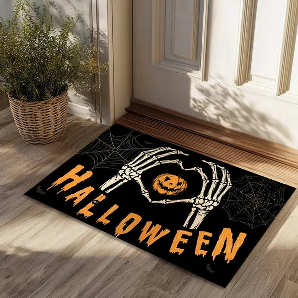 Halloween Pumpkin Ghost Home Decor Doormat, Suitable For Entrance, Bedroom, Living Room, Bathroom, Kitchen, Absorbent And Non-Slip Rug