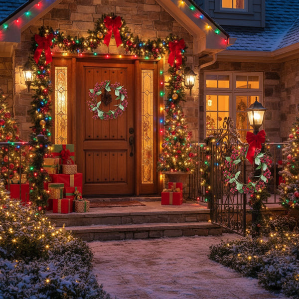 3PCS Set Christmas Door Wreath With Pine Cones & Greenery 13 Red Berry Holly Wreath For Holiday Home Decor FBA Shipment