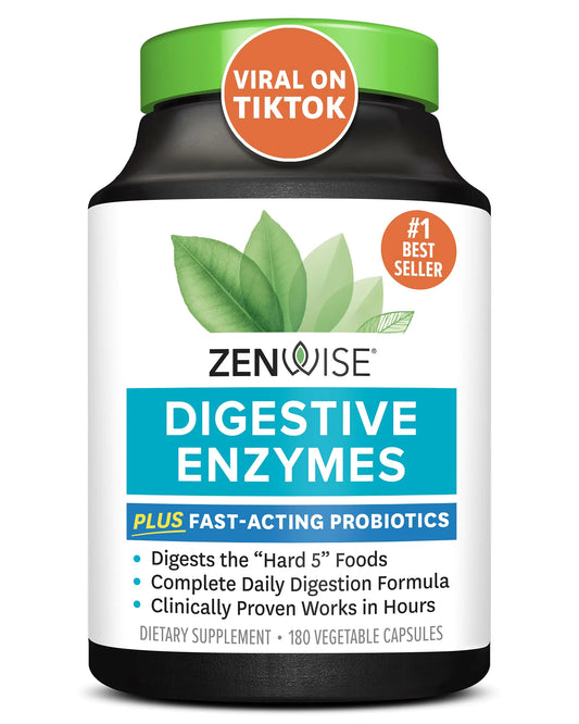 Zenwise Health Digestive Enzymes for Gut Health - Probiotic Multi Enzymes with Prebiotics and Probiotics for Women and Men for Digestive Health and Bloating Relief Daily Enzymes for Digestion -180 CT