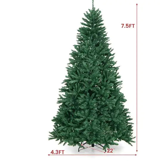 1 Pc Lifelike Look Unlit Tree 7.5 Feet Artificial Christmas Tree With Folding Metal Stand