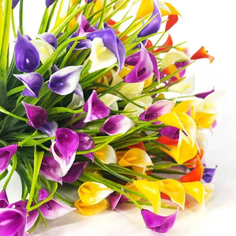 5 Bundles Artificial Calla Lilly Realistic UV Resistant Fake Flowers Faux Plastic Long Stem Plants For Indoor Planter Home Porch Yard Spring Summer Cemetery Decor
