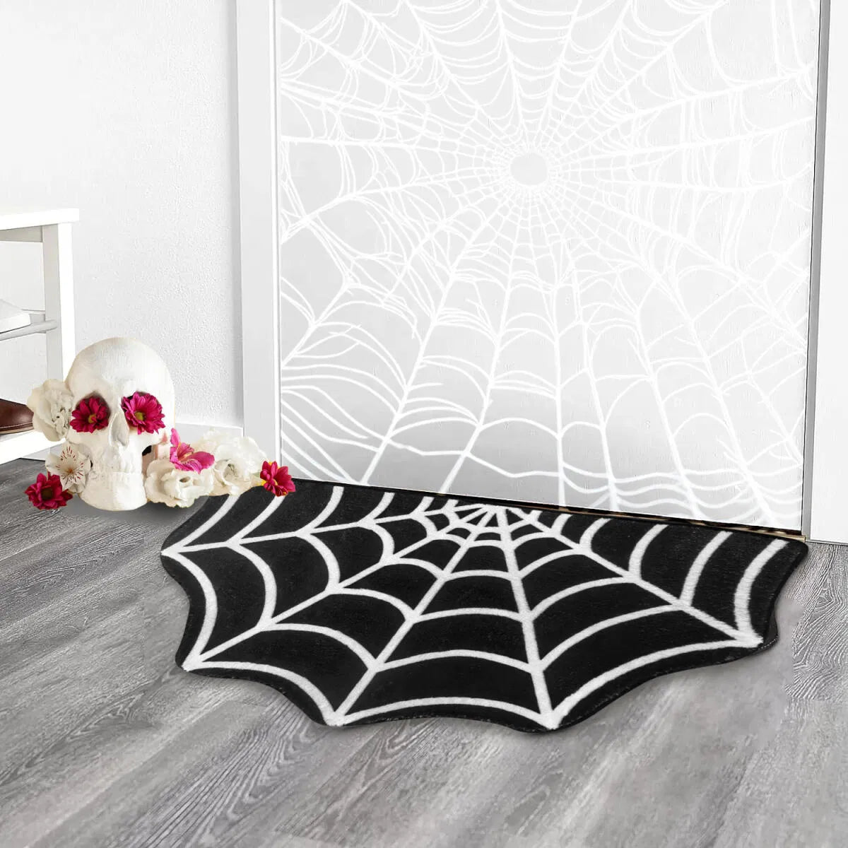 Spider Web Bath Mat 19.7 X 31.5 In Large Spider Web Rugs For Bedroom Gothic Home Decor Witchy Horror Goth Room Rugs Machine Washable Non-Slip Area Rugs For Front Door Kitchen