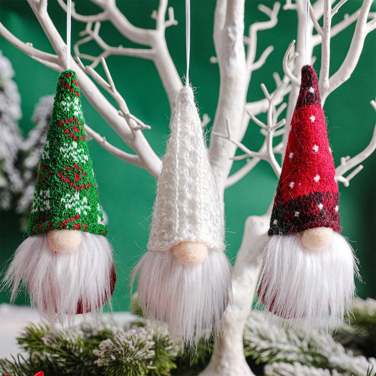 12 Pcs Christmas Gnome Ornaments Christmas Tree Decorations Pendant Ornaments Xmas Tree Hanging Small Swedish Tomte Santa Gnomes Doll Christmas Ornaments Set Holiday Party Decor