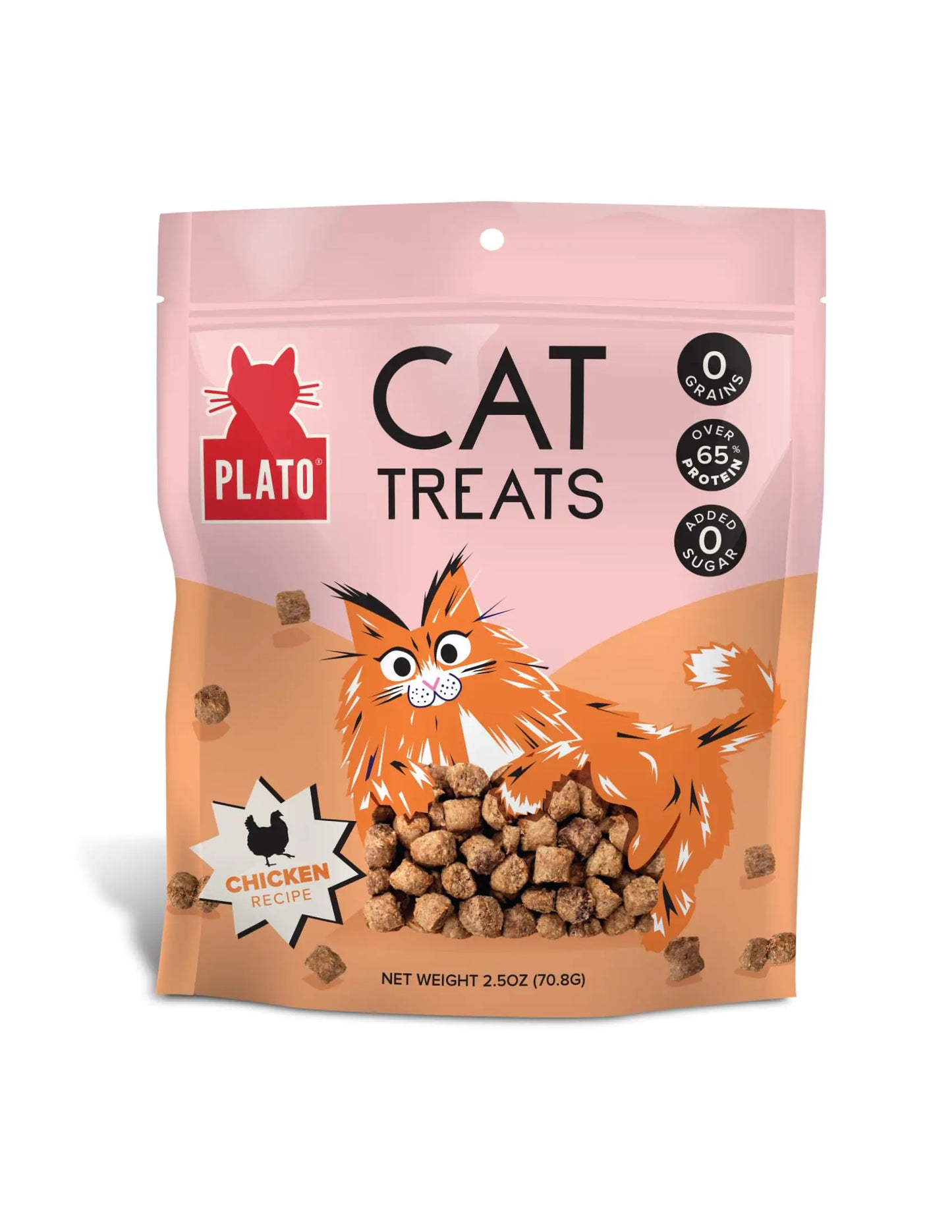 PLATO Pet Treats Air-Dried Cat Treats Chicken Recipe Grain Free All Natural Made in The USA 2.5oz