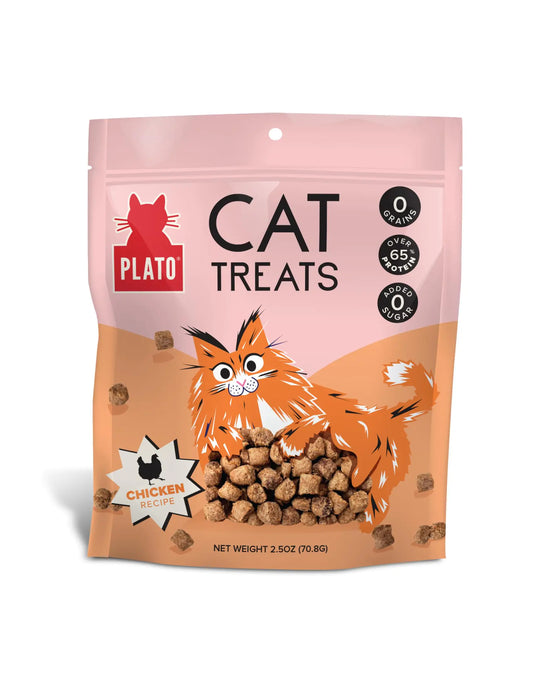 PLATO Pet Treats Air-Dried Cat Treats Chicken Recipe Grain Free All Natural Made in The USA 2.5oz