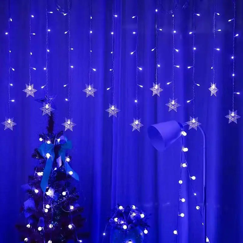 LED Snowflake Curtain Lights for Christmas & Parties