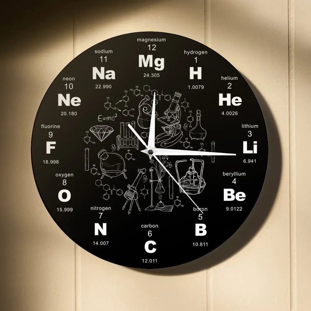 Periodic Table Wall Clock with Acrylic Design
