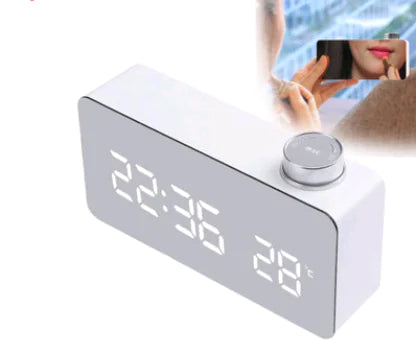 2020 New Stylish LED Mirror Alarm Clock with Thermometer