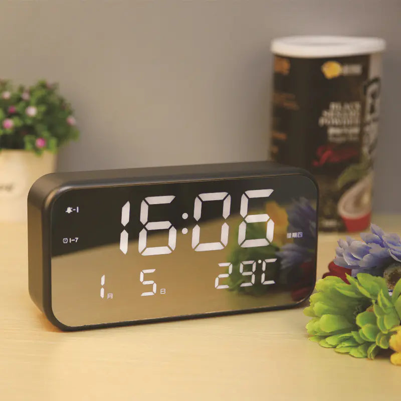2020 New Stylish LED Mirror Alarm Clock with Thermometer