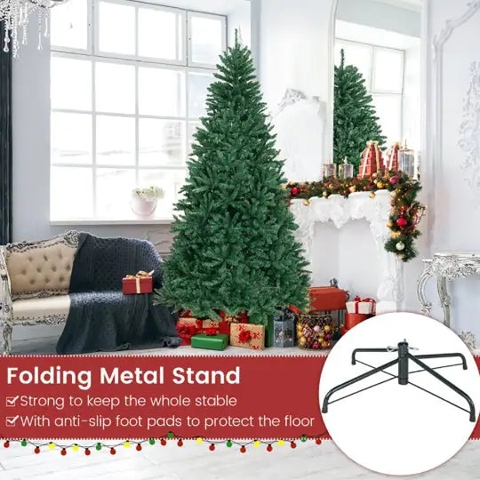 1 Pc Lifelike Look Unlit Tree 7.5 Feet Artificial Christmas Tree With Folding Metal Stand