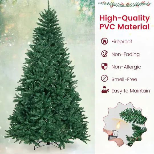 1 Pc Lifelike Look Unlit Tree 7.5 Feet Artificial Christmas Tree With Folding Metal Stand