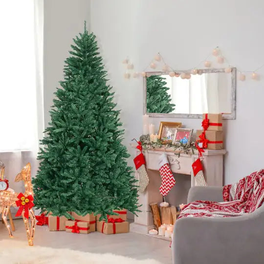 1 Pc Lifelike Look Unlit Tree 7.5 Feet Artificial Christmas Tree With Folding Metal Stand