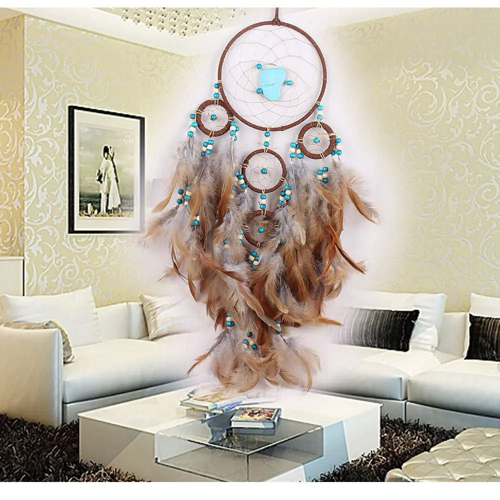 Dreamcatcher with Feather Wind Chimes for Home Decor