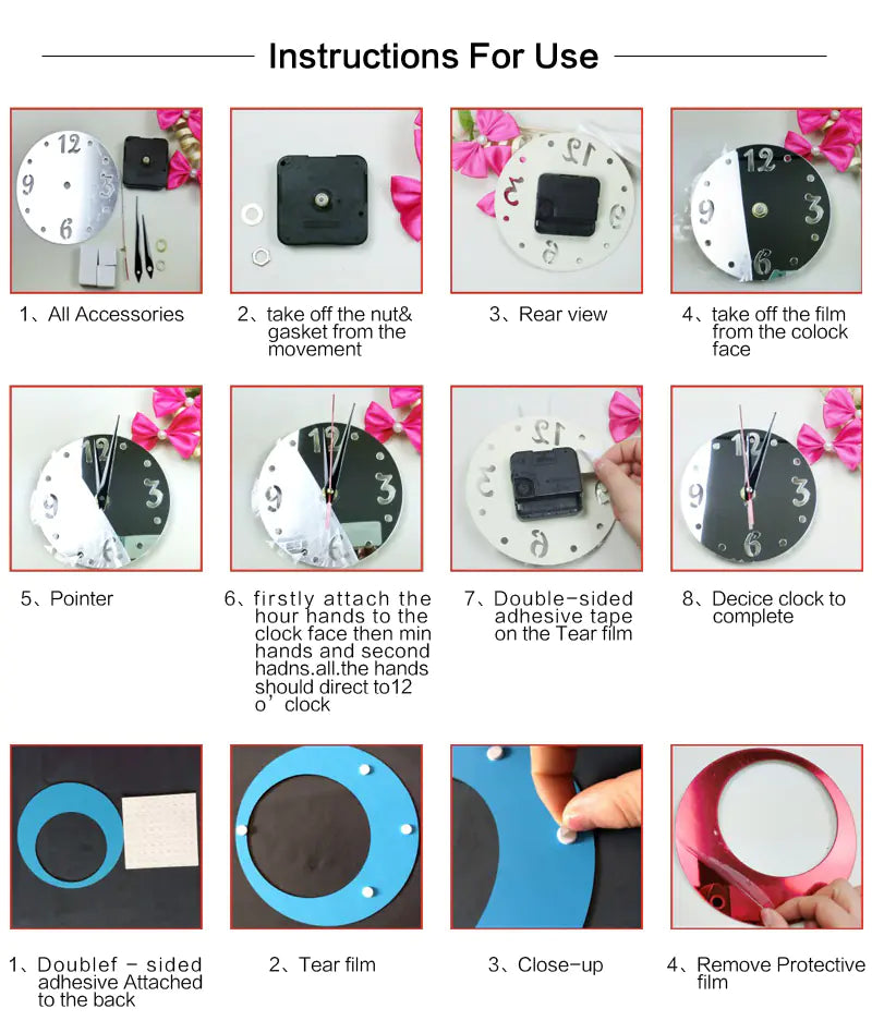 DIY Stylish Mirror Wall Clock with 3D Acrylic Design