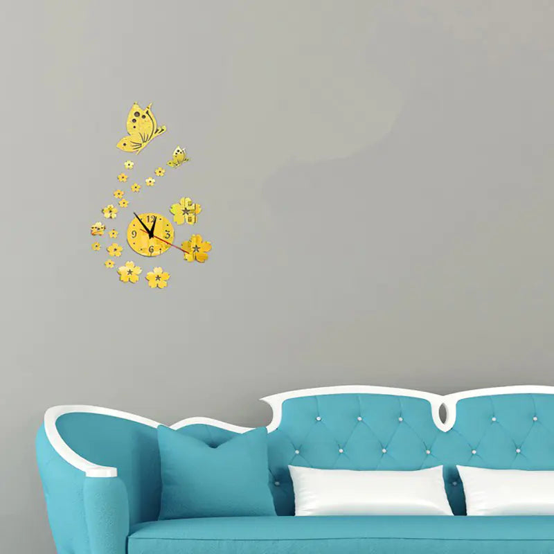 Creative Acrylic Butterfly Wall Clock with Mirror Finish