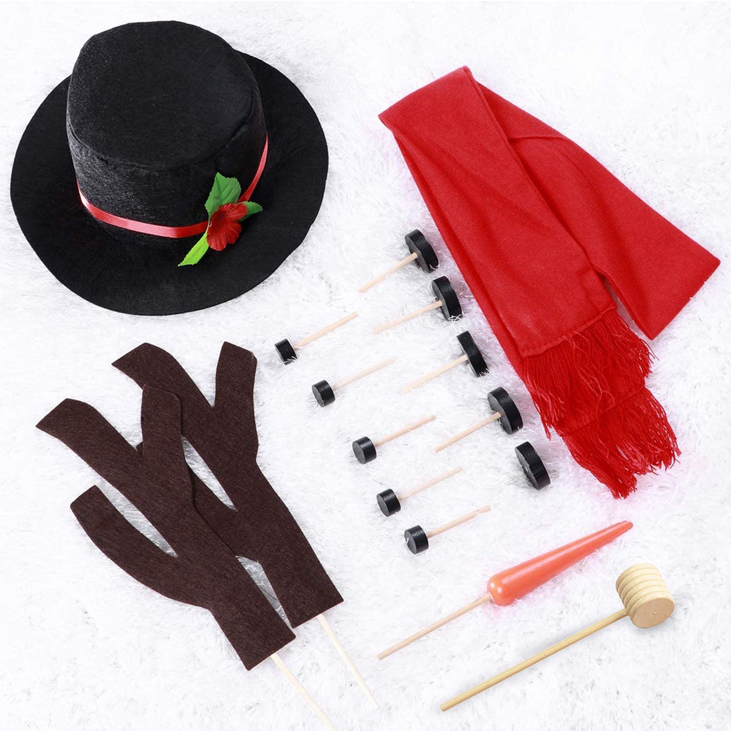 1Set 16Pcs Snowman Decorating Dressing Kit Winter Party Kids Outdoor Toys Christmas Decoration Gift Hat Scarf Eye Mouth Nose Accessories