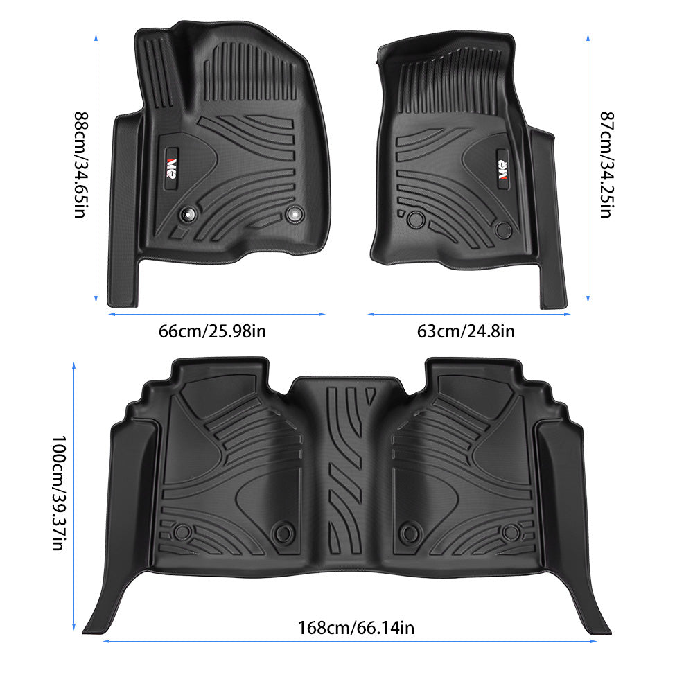 MKR Floor Mats All Weather Floor Mats For Chevrolet SILVERADO 2019-2025 TPE Eco-Friendly Materials