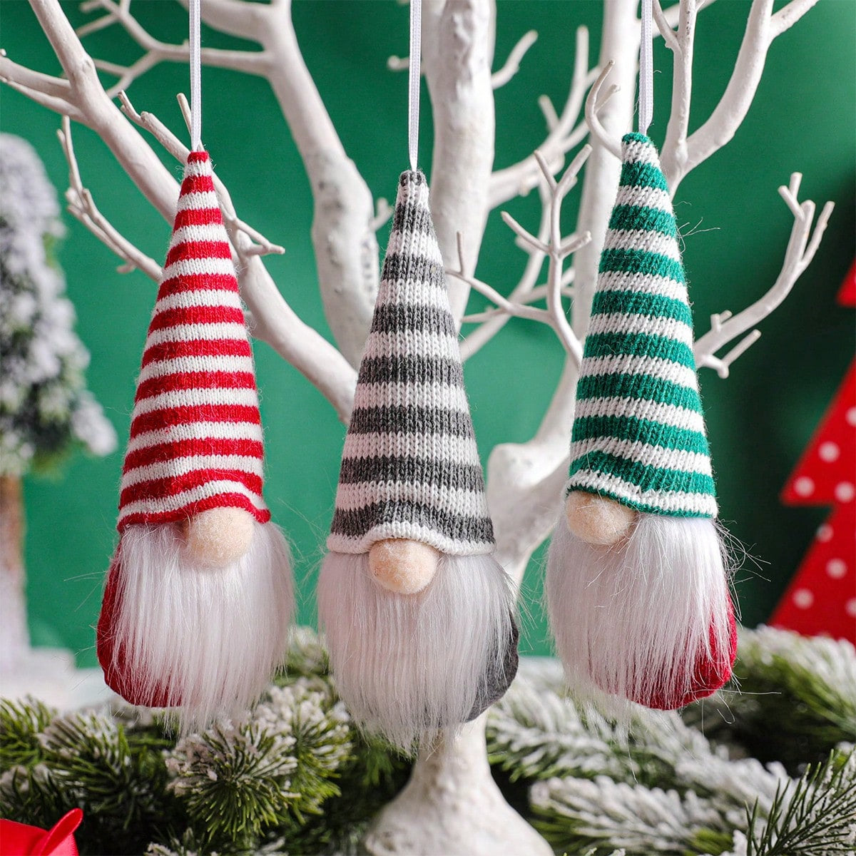 12 Pcs Christmas Gnome Ornaments Christmas Tree Decorations Pendant Ornaments Xmas Tree Hanging Small Swedish Tomte Santa Gnomes Doll Christmas Ornaments Set Holiday Party Decor