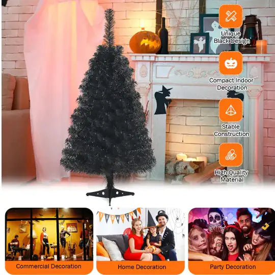 1 Pc Green Space-saving Design 36 Inch Unlit Artificial Christmas Mini Tree With Plastic Stand