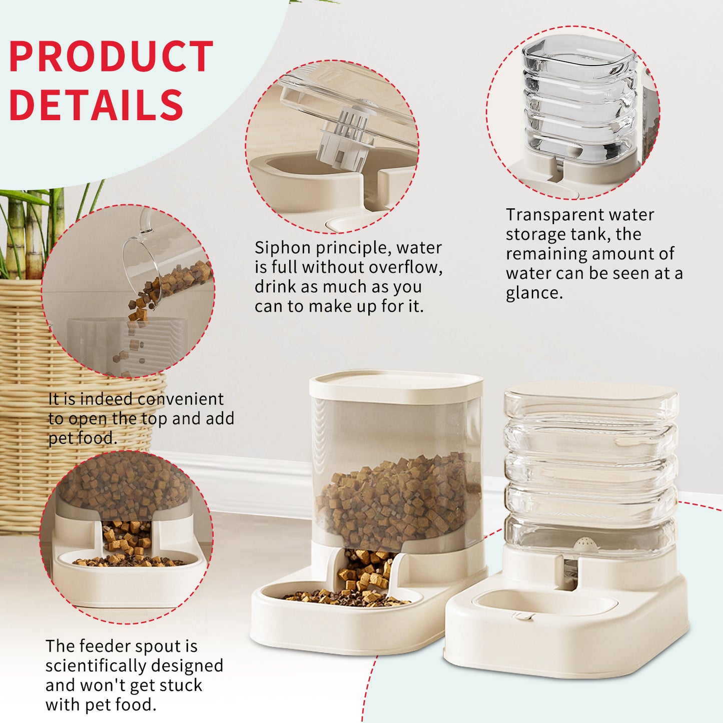 Separable Pet Food And Water Dispenser - Large Capacity Automatic Replenishment, Worry Free For Short-term Outdoor Meals