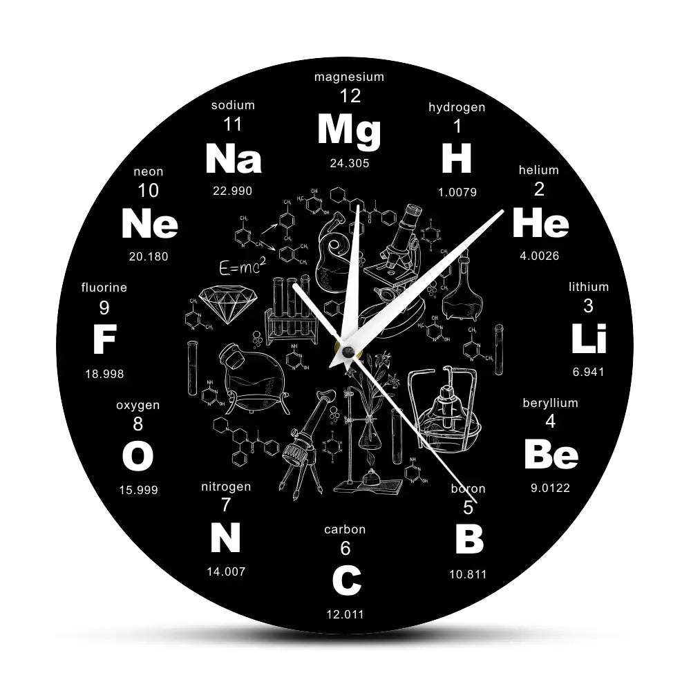 Periodic Table Wall Clock with Acrylic Design
