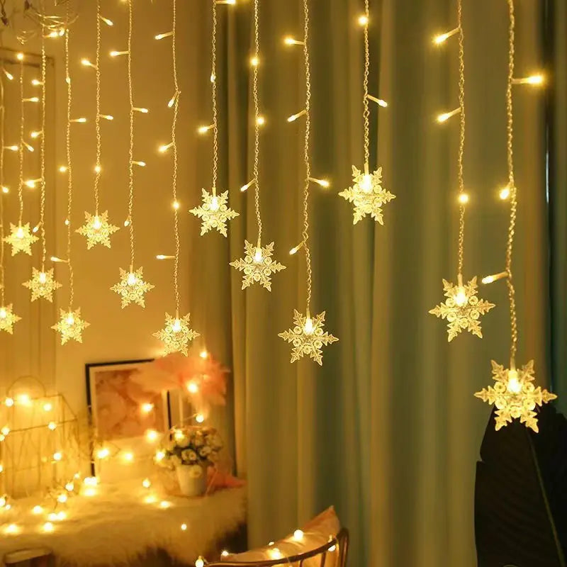 LED Snowflake Curtain Lights for Christmas & Parties