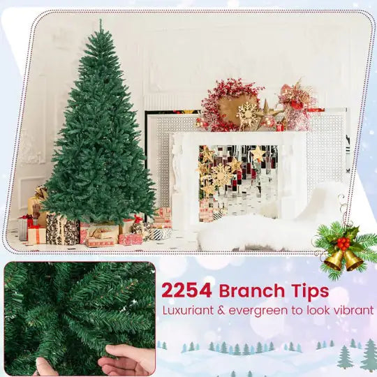 1 Pc Lifelike Look Unlit Tree 7.5 Feet Artificial Christmas Tree With Folding Metal Stand