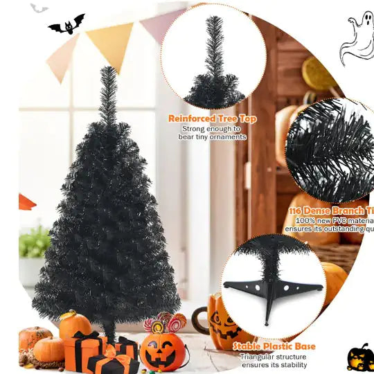 1 Pc Green Space-saving Design 36 Inch Unlit Artificial Christmas Mini Tree With Plastic Stand