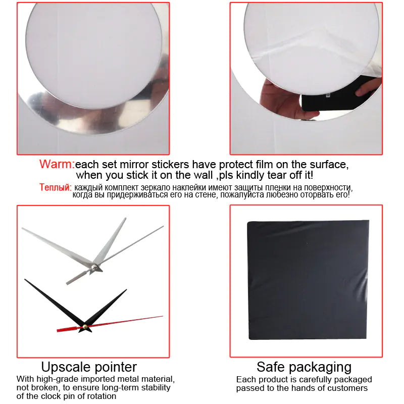 DIY Stylish Mirror Wall Clock with 3D Acrylic Design