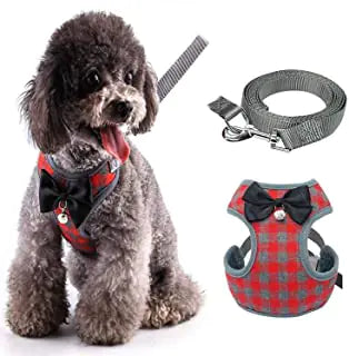 Plaid Vest Pet Harness with Leash for Small Dogs