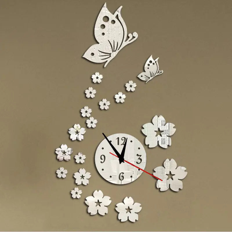 Creative Acrylic Butterfly Wall Clock with Mirror Finish
