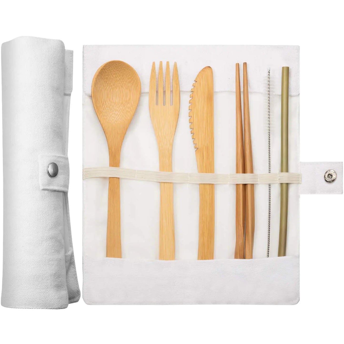 Eco-Friendly Children's Bamboo Cutlery Set with Canvas Bag